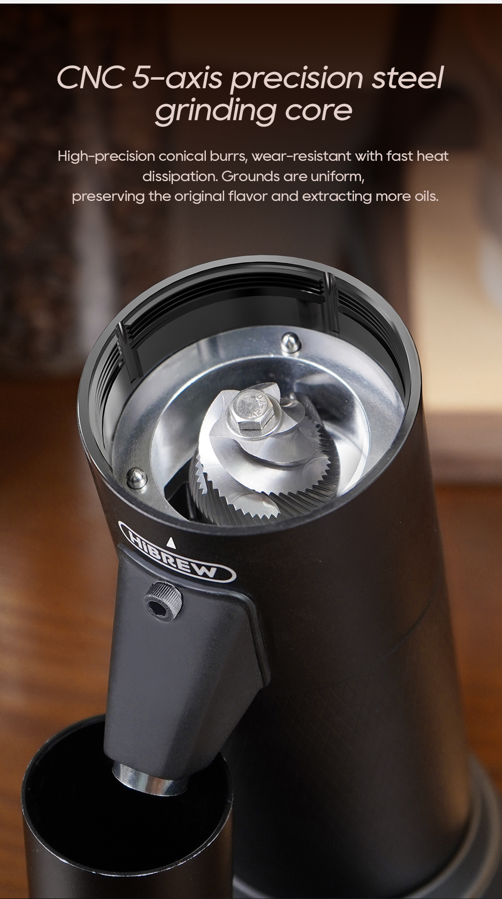 HiBREW G5 48mm Conical Burr Electric Coffee Grinder - Image 3