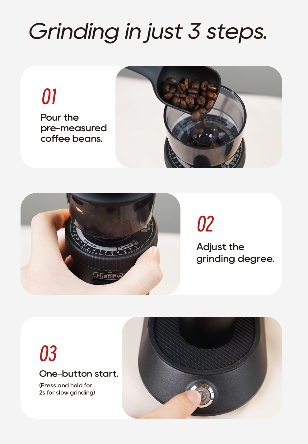 HiBREW G5 48mm Conical Burr Electric Coffee Grinder - Image 5