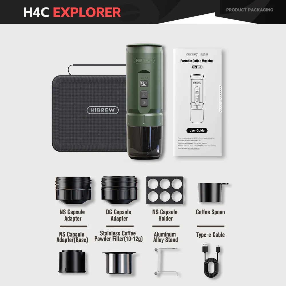 HIBREW H4C portable espresso maker in use outdoors