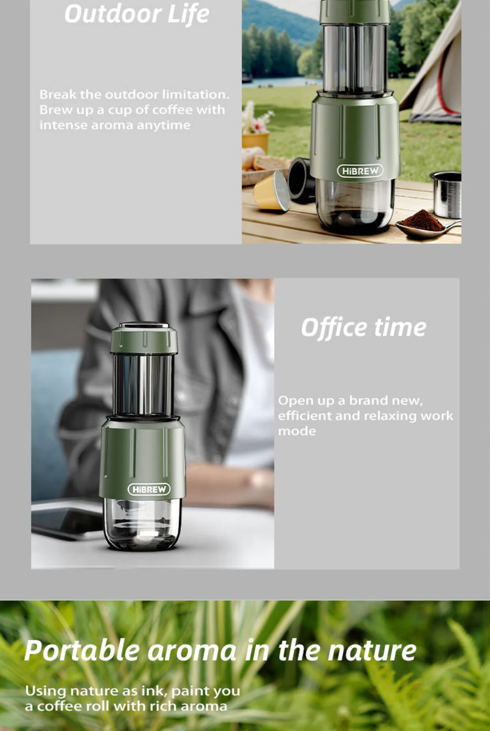 HiBREW 2 in 1 Portable Espresso Maker For Capsule & Ground Hand Press Brewer H4D - Image 2